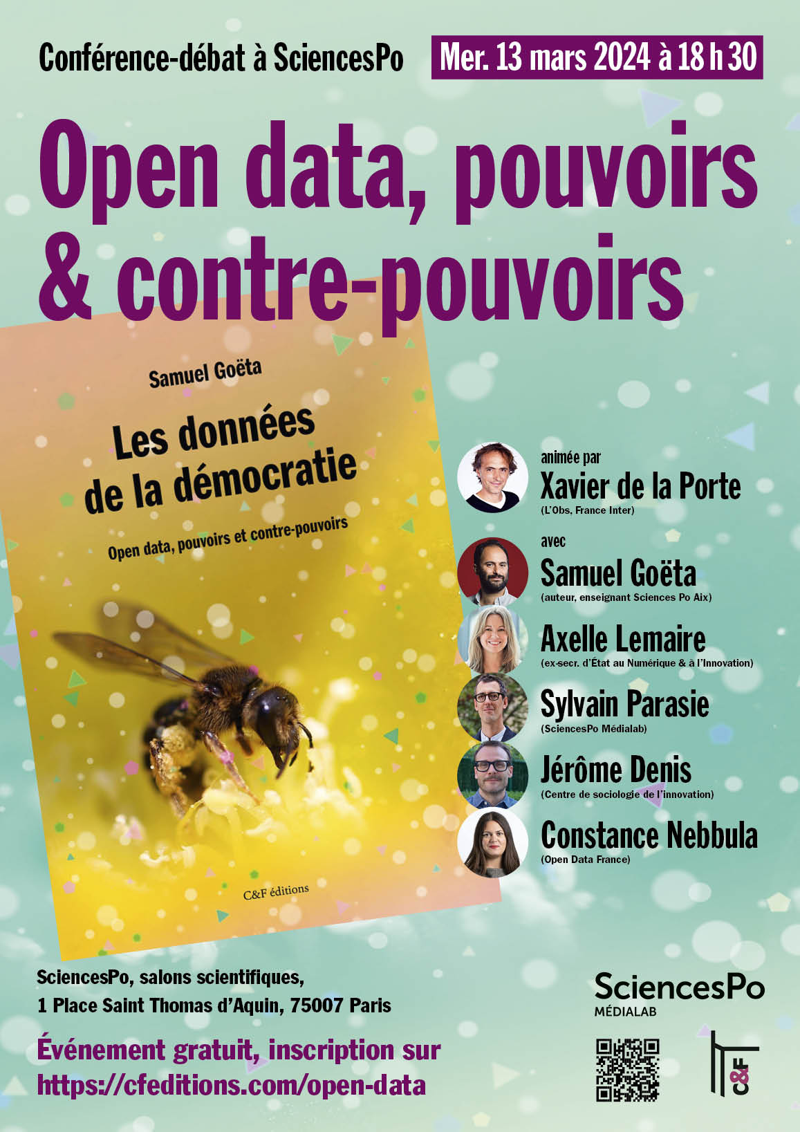 Affiche de la conference Open data, pouvoirs et contre-pouvoirs