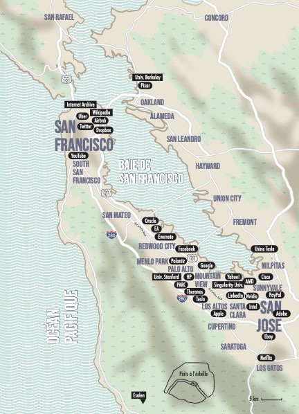 Carte de la Silicon Valley
