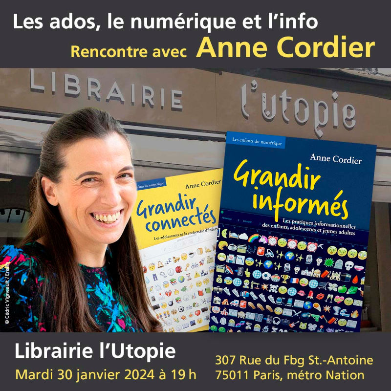 Annonce de la rencontre Ann Cordier - Librairie Utopie