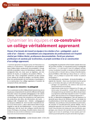 Artcile Revue Animation & Education N°272 juillet-octobre 2019